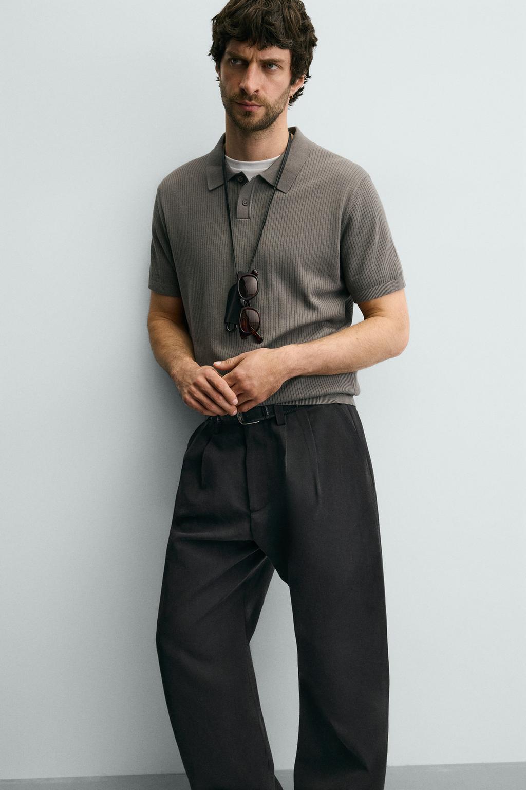 Поло из ребристого трикотажа