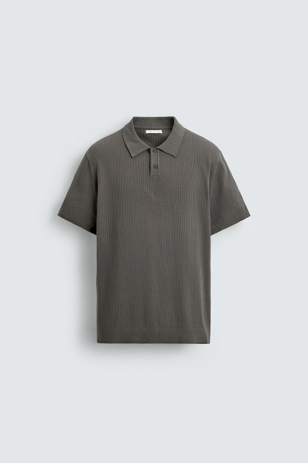Поло из ребристого трикотажа