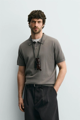 Поло из ребристого трикотажа- Заказать в России