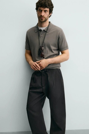 Поло из ребристого трикотажа- Заказать в России