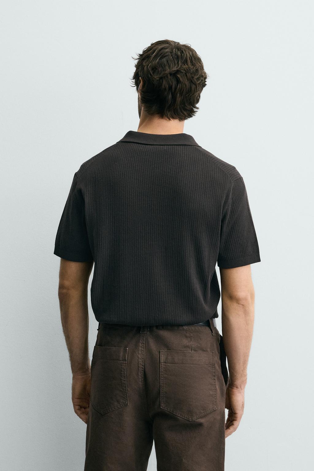 Поло из ребристого трикотажа