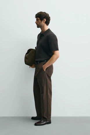 Поло из ребристого трикотажа