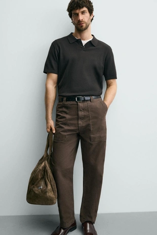 Поло из ребристого трикотажа- Заказать в России