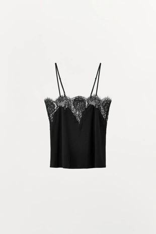 Топ из вязаного кружева на бретелях- Заказать в России