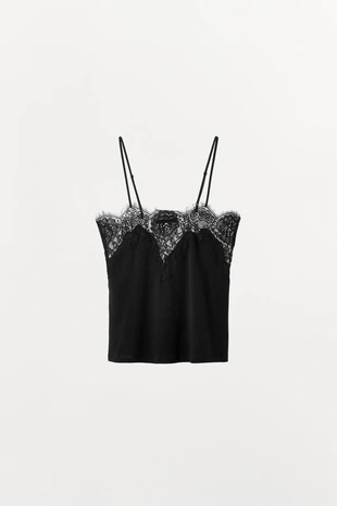 Топ из вязаного кружева на бретелях- Заказать в России