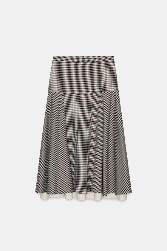 КОМБИНИРОВАННАЯ ЮБКА В КЛЕТКУ — коллекция Zara «ZW»