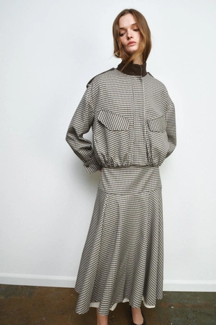 Комбинированная юбка в клетку — ZW COLLECTION- Заказать в России