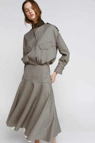 Комбинированная юбка в клетку — ZW COLLECTION- Заказать в России