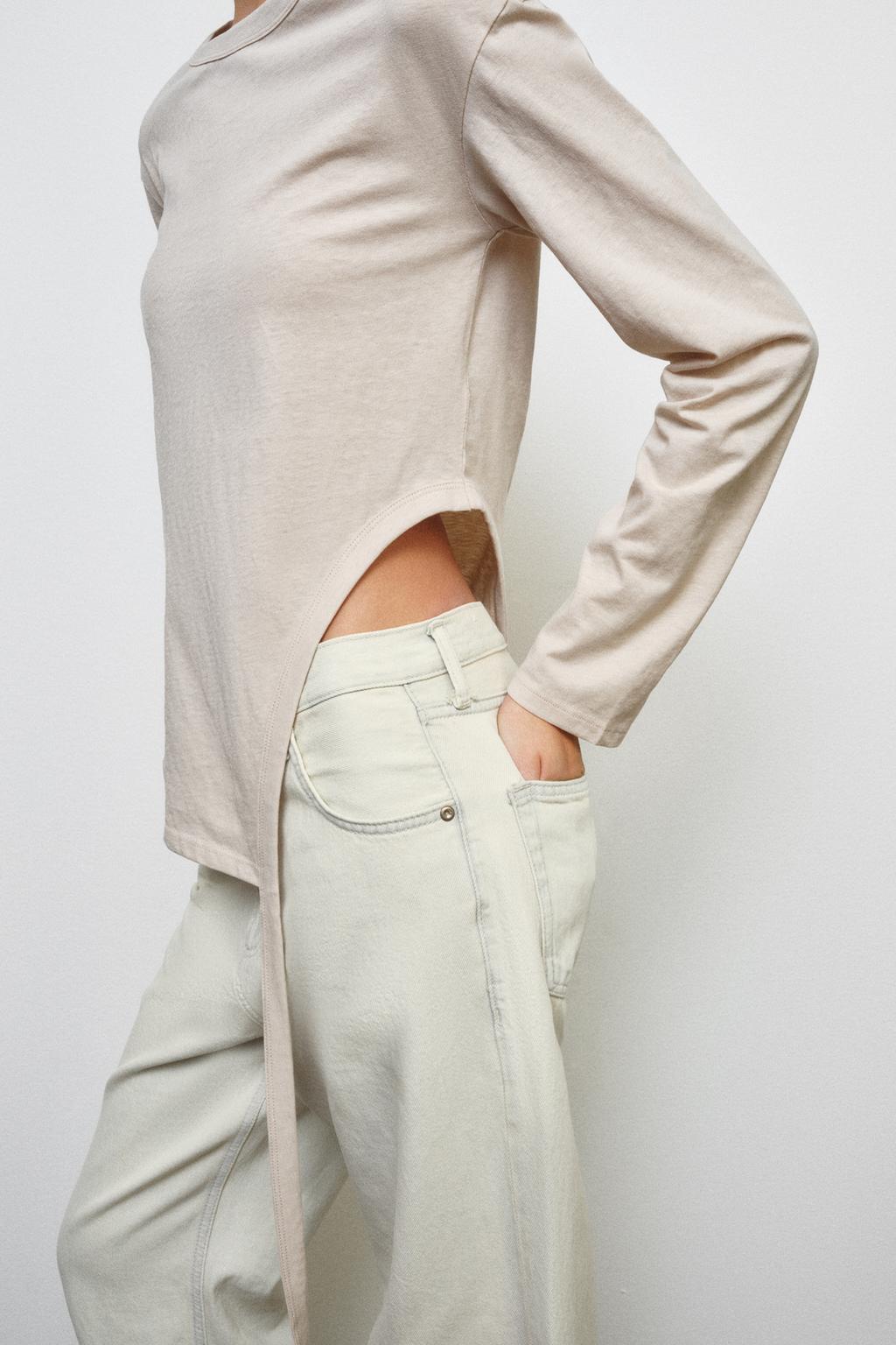 ФУТБОЛКА АСИММЕТРИЧНОГО КРОЯ В СТИЛЕ РУСТИК