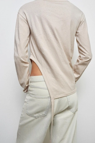 Футболка асимметричного кроя в стиле рустик- Заказать в России