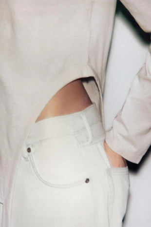 Футболка асимметричного кроя в стиле рустик- Заказать в России