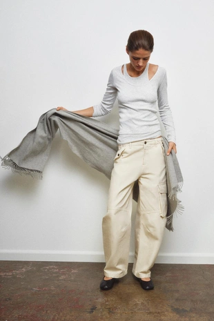 Двойная футболка в рубчик- Заказать в России