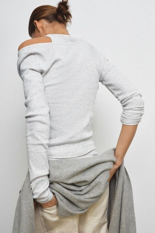 Двойная футболка в рубчик- Заказать в России