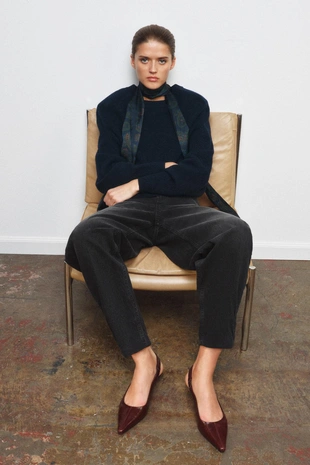 Кожаные туфли-мюли на каблуке- Заказать в России