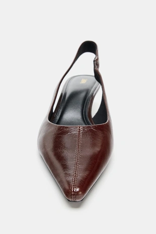 Кожаные туфли-мюли на каблуке- Заказать в России