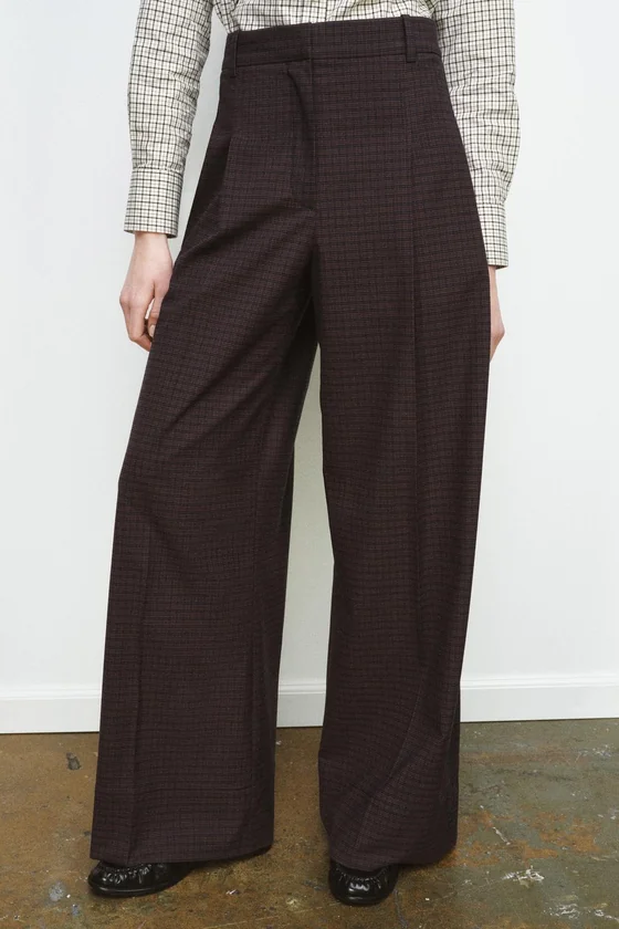 БРЮКИ В КЛЕТКУ С ЗАЩИПАМИ — коллекция Zara «ZW»