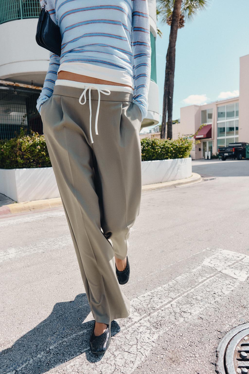 БРЮКИ С ШИРОКИМИ ШТАНИНАМИ И ДВОЙНЫМ ПОЯСОМ