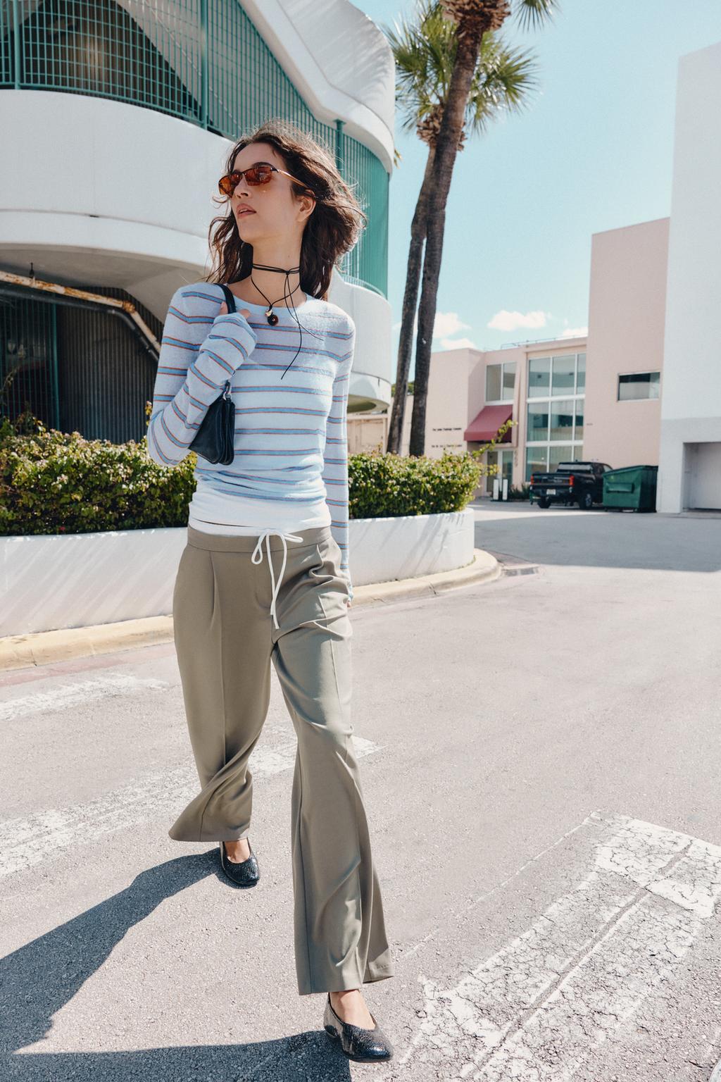 БРЮКИ С ШИРОКИМИ ШТАНИНАМИ И ДВОЙНЫМ ПОЯСОМ