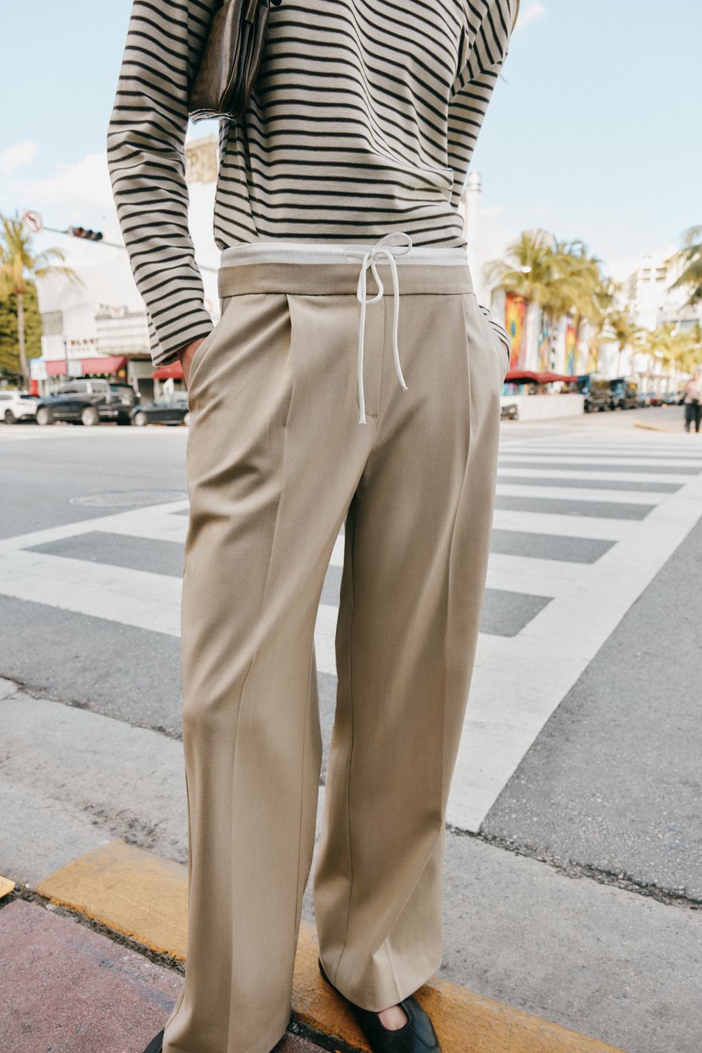 БРЮКИ С ШИРОКИМИ ШТАНИНАМИ И ДВОЙНЫМ ПОЯСОМ