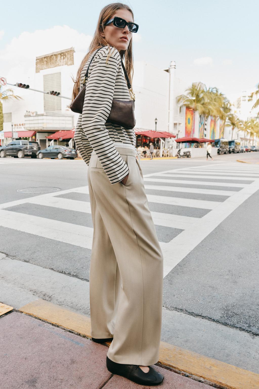 БРЮКИ С ШИРОКИМИ ШТАНИНАМИ И ДВОЙНЫМ ПОЯСОМ