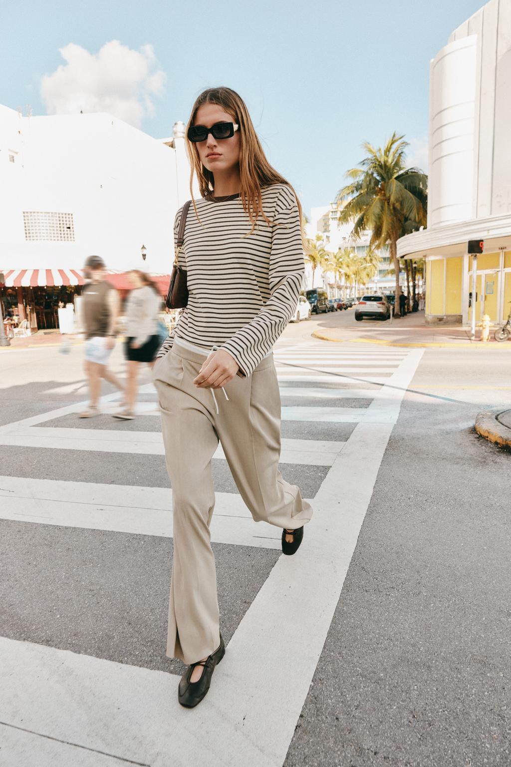 БРЮКИ С ШИРОКИМИ ШТАНИНАМИ И ДВОЙНЫМ ПОЯСОМ