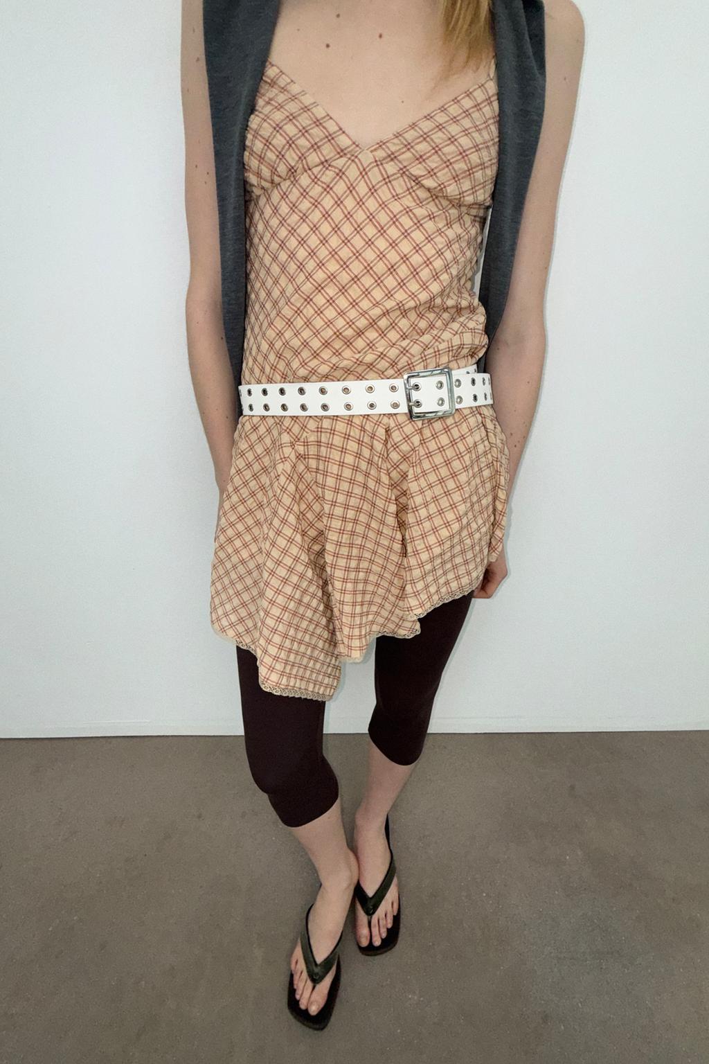 КОРОТКОЕ ПЛАТЬЕ В КЛЕТКУ С КРУЖЕВОМ