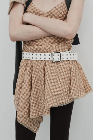 Короткое платье в клетку с кружевом- Заказать в России