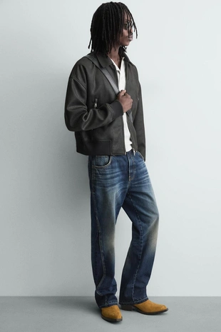 Бомбер из искусственной кожи- Заказать в России