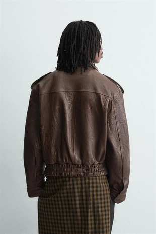 Кожаная куртка оверсайз в байкерском стиле- Заказать в России