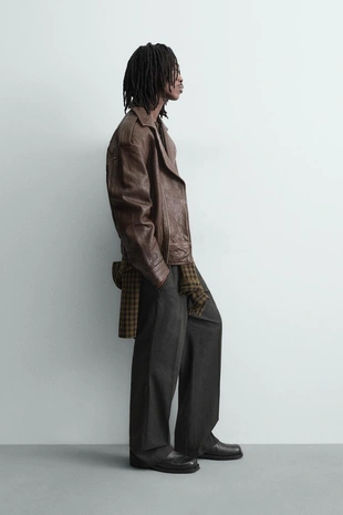 Кожаная куртка оверсайз в байкерском стиле- Заказать в России