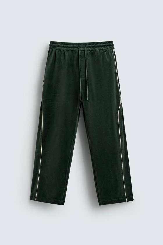 ВЕЛЮРОВЫЕ БРЮКИ С КОНТРАСТНЫМИ ВСТАВКАМИ