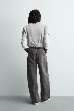 Брюки BARREL FIT с эффектом потертости- Заказать в России