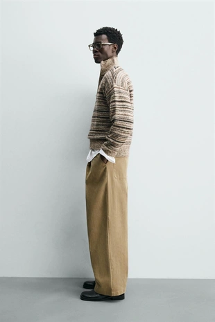 Свитер с воротником на молнии из скрученной пряжи- Заказать в России