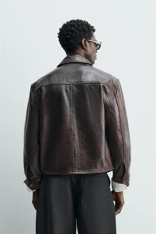 Куртка из мытой кожи- Заказать в России