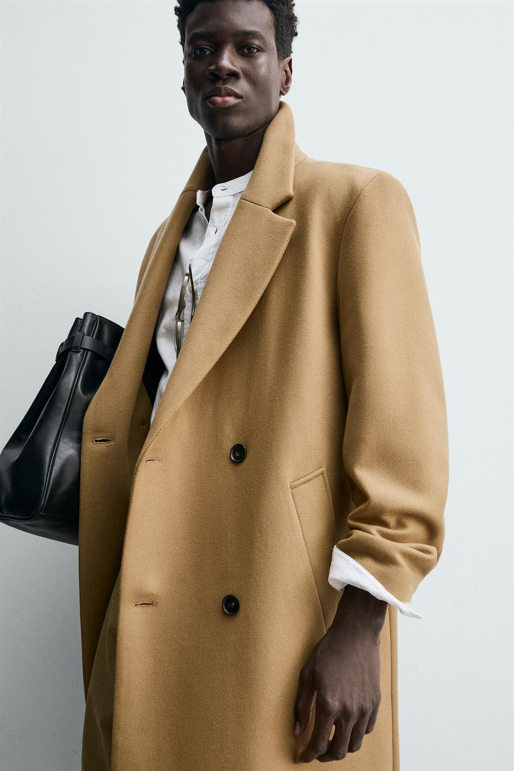 ДВУБОРТНОЕ ПАЛЬТО ИЗ СМЕСОВОЙ ШЕРСТИ