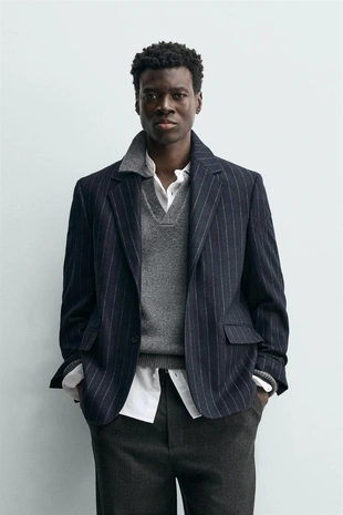 Фланелевый блейзер в полоску- Заказать в России