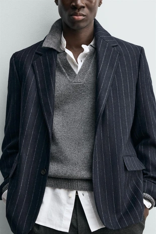 Фланелевый блейзер в полоску- Заказать в России