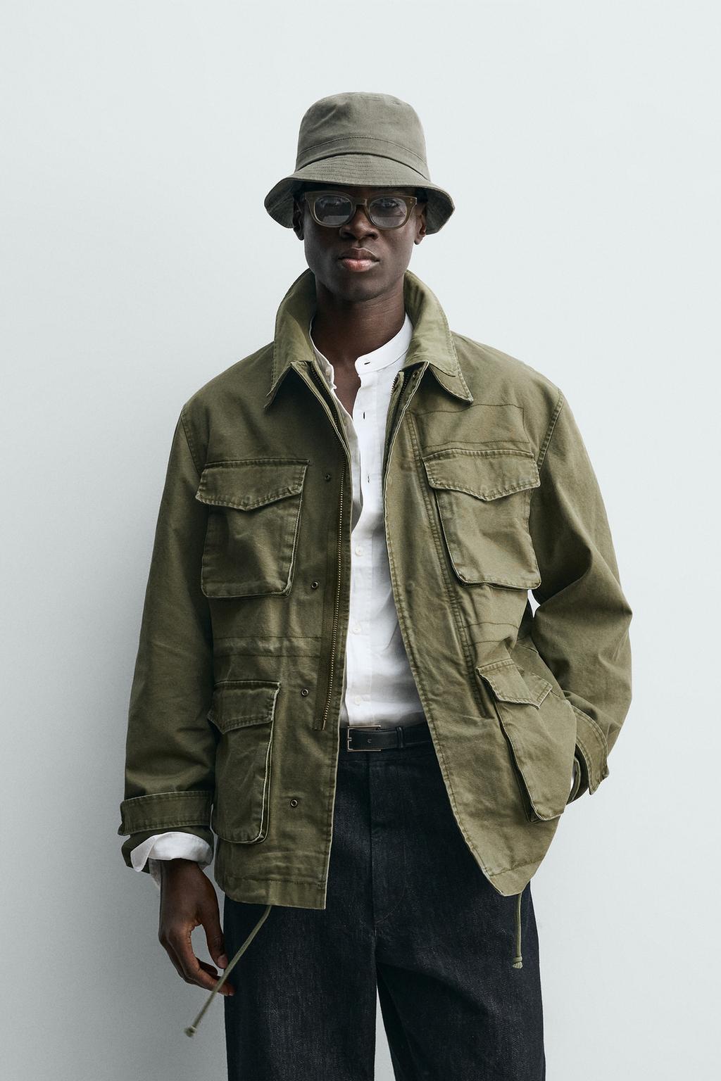 КУРТКА С МНОЖЕСТВОМ КАРМАНОВ И ЭФФЕКТОМ ПОТЕРТОСТИ