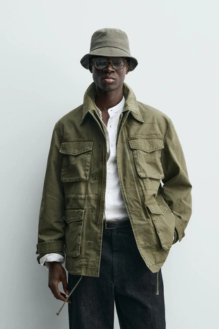 Куртка с множеством карманов и эффектом потертости- Заказать в России