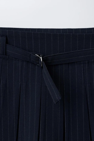 Юбка в тонкую полоску с поясом- Заказать в России