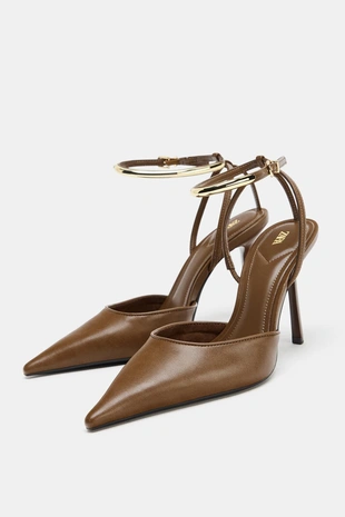 Туфли на каблуке с металлической деталью- Заказать в России