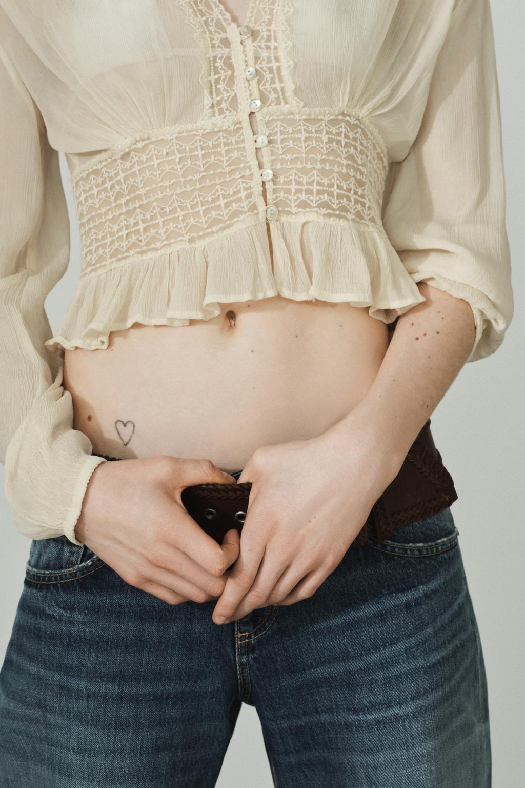 РУБАШКА ИЗ ШИФОНА С КРУЖЕВОМ