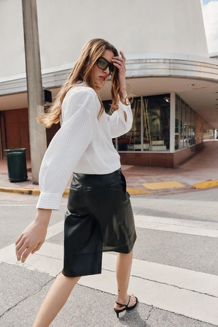 Рубашка OVERSIZE в полоску- Заказать в России