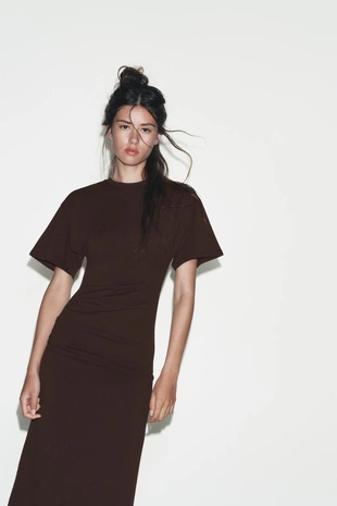 Длинное платье со сборками- Заказать в России