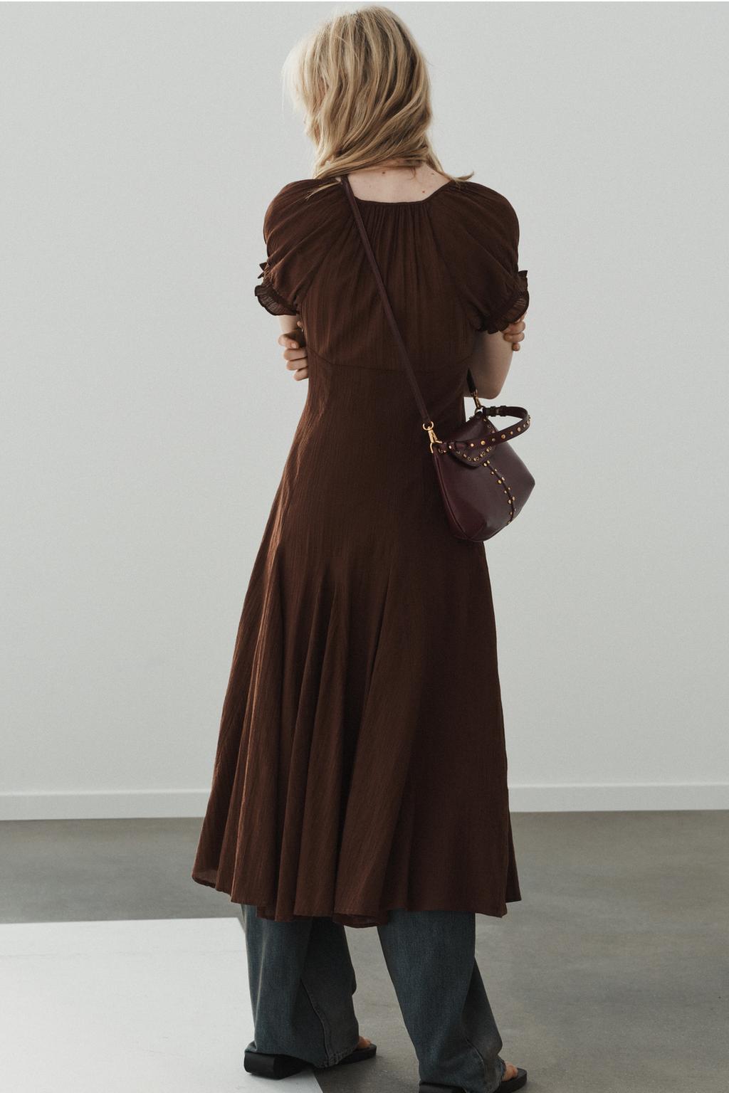 ПЛАТЬЕ МИДИ ИЗ ГАЗА С ЮБКОЙ ГОДЕ