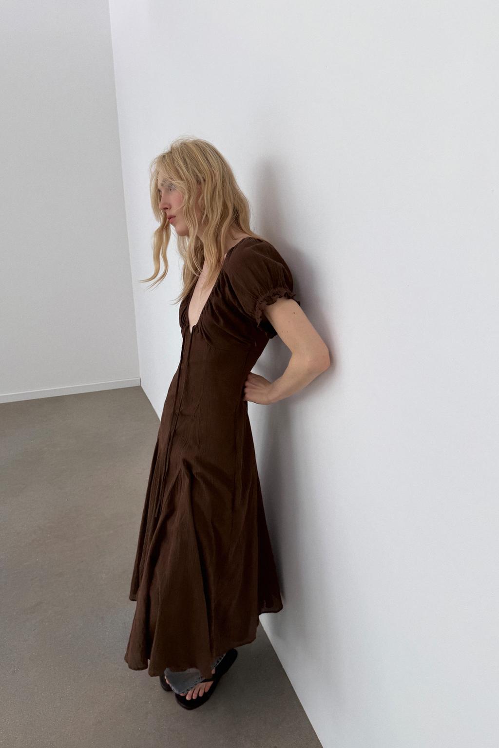 ПЛАТЬЕ МИДИ ИЗ ГАЗА С ЮБКОЙ ГОДЕ