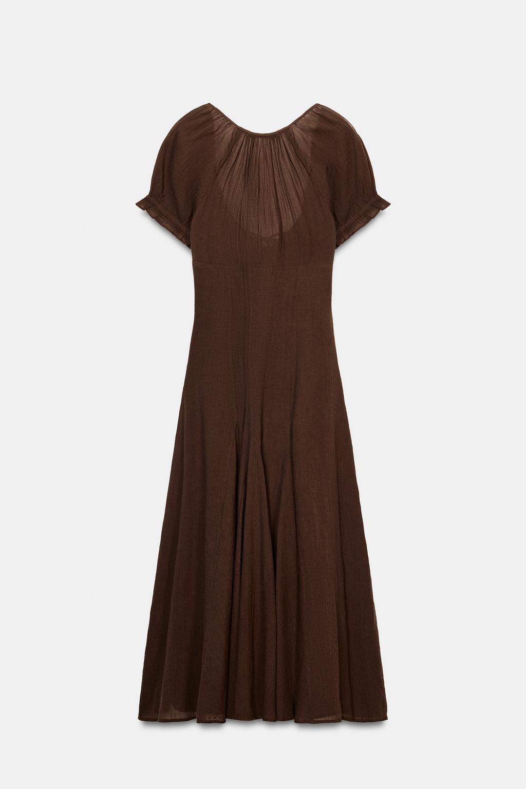 ПЛАТЬЕ МИДИ ИЗ ГАЗА С ЮБКОЙ ГОДЕ