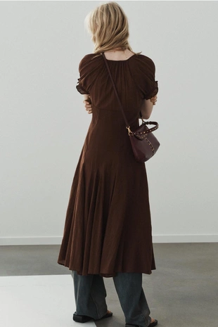 Платье миди из газа с юбкой годе- Заказать в России