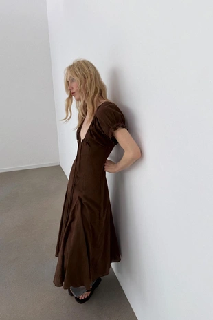 Платье миди из газа с юбкой годе- Заказать в России