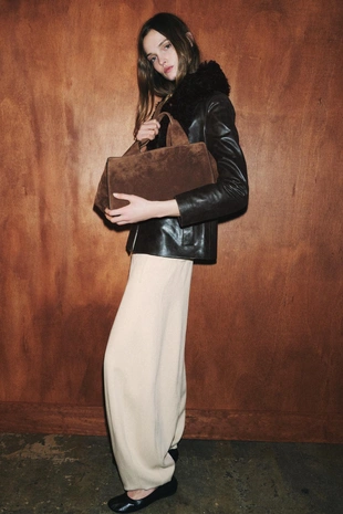 Замшевая сумка с двойной ручкой- Заказать в России